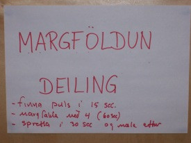 Í íþróttasalnum var m.a. margfaldað, deilt og fundið meðaltal.