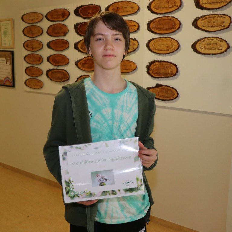 Viðurkenningar á sal í gær